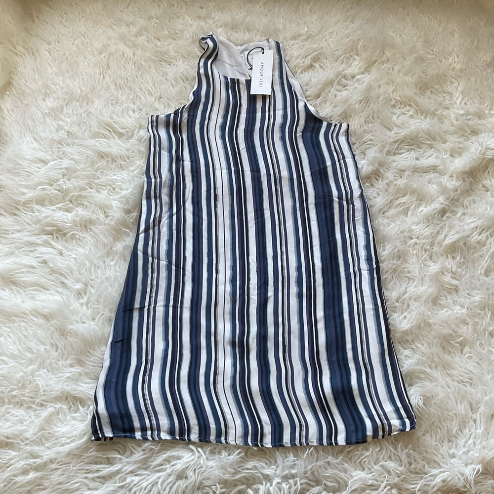 🆕Amour Vert Silk‎ Striped Dress